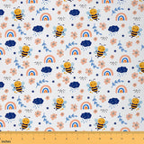 Feelyou Cartoon Bee Fabric by The Yard Kids 1 Yard Kids Cute Rainbow Floral Upholstery Fabric for Chairs Teens Boys Girls 3D Ani