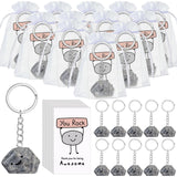 Gemscream 30 Set Inspirational You Rock Gifts Bulk Smile Stone Keychain with Thank You for Being Awesome Rock Card Staff Employe