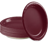 Amcrate Paper Dinner Plates Burgundy, 8 1/2 Inches Paper Plates Disposable, Strong and Sturdy Disposable Plates for Party, Dinne