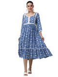 Libas Women'S Viscose Rayon Fit And Flare Midi Dress (58183_Indigo