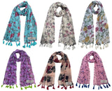 Fusfus WomenS Printed Chiffon Scarves And Stoles, Free Size(Multicolour, Fs2194) Pack Of 6 (Multicolor4)