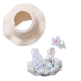 Designer Clothes for 17cm Dolls, Premium Doll Swimsuit, Cute Doll Summer Outfits Accessories with Blue Floral One-Piece Swimsuit