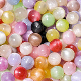 NITOPUPU 100Pcs 8mm Mixed Color Cat Eye Beads with Glitter Powder Round Resin Beads for Jewelry Making DIY Bracelets Necklace Ea