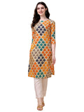 Wedani Women Crepe Printed Kurti (Krt497-Krt502) (X-Large Yellow),Yellow,XL