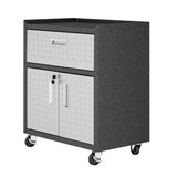 Manhattan Comfort Fortress Textured Metal 31.5 Garage Mobile Cabinet with 1 Full Extension Drawer and 2 Adjustable Shelves, Blac