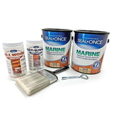 SEAL-ONCE Marine Clear Wood Sealer Kit with Cleaner and Brightener, 2 gal