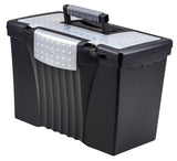 Storex Legal File Box with Organizer Lid - Plastic Office File Storage Box for Letter and Legal Hanging Folders, 17.13 x 9.63 x