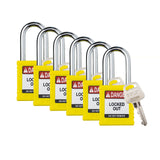 Brady Safety Lockout Padlock Sets 6 Pack Yellow Keyed Different Safety Lockout Padlocks 1 Key Per Lock SDPLYLW38STK
