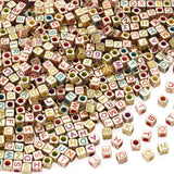 Sparkeads 100G 5.5mm Assorted Acrylic Letter Beads Wheat Large Hole Alphabet Beads Cube with A-Z Letter Loose Bead Initial Frien
