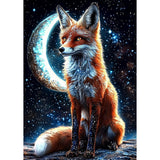 RICUVED Diamond Art Painting Kits for Adults, Fox Diamond Painting Kits 5D Moon Diamond Art Kit for Beginner, Animal Diamond Pai