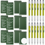 Gueevin 24 Pcs Waterproof Notebook Multitool Pen Set 3x5,Dark Green
