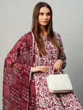 Anni Designer Women'S Rayon Blend Anarkali Printed Kurta With Pant & Dupatta (Yutika Wine-Nw_L_Wine_Large),Wine,L,,,