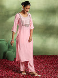 Libas Women'S Silk Blend Kurta Set (Gs983_Pink