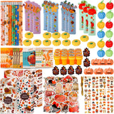 Atonofun 158 Pcs Thanksgiving Party Favors, Thanksgiving Stationery Set with Mini Notebook Stampers Pencils Erasers Tattoo Stick