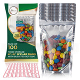 BELLE KR 4x6 Mylar Bags for Freeze Dried Candy - Pack Of 100-7.5mil Thick - 1/2 Pint Stand Up Small Clear Mylar Bags with See Th
