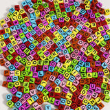1200pcs 6 6mm Alphabet Beads Colorful Cube Acrylic Black Letter Beads, for Bracelets and Jewelry Making
