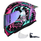 ILM Motorcycle Helmet Full Face with Pinlock Compatible Clear&Tinted Visors and Fins Street Bike Motocross Casco DOT Model Z501(