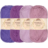 JubileeYarn Bamboo Cotton Sport Yarn - 50g/Skein - Shades of Purple - 4 Skeins