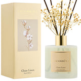 Cocorr?Na Reed Diffuser - Clean Linen 17 Fl.Oz Reed Diffuser With 8 Sticks Scented Diffuser With Preserved Flowers For Bathroom Home Decor -Like New