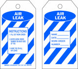 Brady 86435 5 3/4 Height x 3 Width, Heavy Duty Polyester (B837), Blue on White Air Leak Tags (10 Tags)