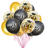 SHUNTAI 50th Birthday Balloons Black and Gold 50th Birthday Decorations Latex Confetti Balloons for Women & Men 50 Year Old Part