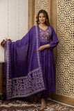 Anni Designer Women'S Rayon Viscose Embroidered Anarkali Kurta With Pant & Dupatta (Kanota Blue-Vks03_Xxl_Blue_Xx-Large),Blue,2XL,Vicose Rayon,Anarkali,