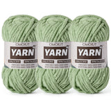 3 Pack Avocado Green Fluffy Chunky Chenille Crochet Yarn, Baby Yarn for Crocheting Soft Blanket, Bulky Velvet Yarn (100g/54.8yds