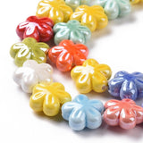 Elecrelive 1 Strand Colorful Printed Ceramic Flower Beads Floral Porcelain Beads 17mm Ceramic Charms for DIY Bracelets Earring N