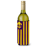 Purple And Gold Fleur De Lis Wine Bottle Beverage Insulator Beverage Insulator Hugger