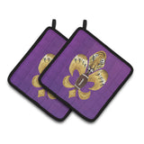 Caroline'S Treasures Tiger Football Fleur De Lis Pair Of Pot Holders 8205-2Pthd, 7.5Hx7.5W, Multicolor