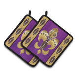 Caroline'S Treasures Tiger Football Fleur De Lis Pair Of Pot Holders 8205Pthd, 7.5Hx7.5W, Multicolor