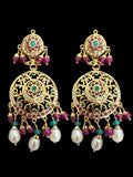 SN20 Ruby emerald pearl necklace with earrings|92.5silver gold plated ( READY TO SHIP )