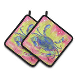 Caroline'S Treasures Crab Pair Of Pot Holders 8343Pthd, 7.5Hx7.5W, Multicolor