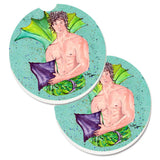 Caroline'S Treasures Merman Set Of 2 Cup Holder Car Coasters 8345Carc, 2.56, Multicolor