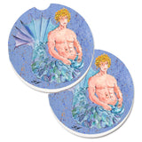 Caroline'S Treasures Merman Set Of 2 Cup Holder Car Coasters 8347Carc, 2.56, Multicolor