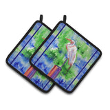 Caroline'S Treasures Egret Pair Of Pot Holders 8358Pthd, 7.5Hx7.5W, Multicolor