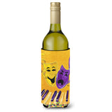 Mardi Gras Piano With Comedy And Tragedy Masks Wine Bottle Beverage Insulator Beverage Insulator Hugger