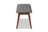 Baxton Studio Flora Ii Mid-Century Modern Dark Grey Fabric Upholstered Medium Oak Finished Wood Dining Bench