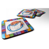 Caroline'S Treasures 8438-Ofc Beach And Seafood Foam Coasters (Set Of 4), 3.5 H X 3.5 W, Multicolor