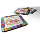 Caroline'S Treasures 8440-Qfc Beach And Seafood Foam Coasters (Set Of 4), 3.5 H X 3.5 W, Multicolor