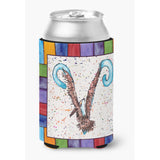 Letter V With Pelican Can Or Bottle Beverage Insulator Hugger 8445