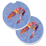Caroline'S Treasures Shrimp Set Of 2 Cup Holder Car Coasters 8455Carc, 2.56, Multicolor