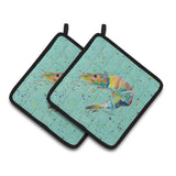 Caroline'S Treasures Shrmip Pair Of Pot Holders 8460Pthd, 7.5Hx7.5W, Multicolor