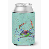 Crab On Teal Can Or Bottle Beverage Insulator Hugger