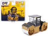 CAT Caterpillar CB13 Tandem Vibratory Roller with Cab Yellow and Black 1/64 Diecast Model by Diecast Masters