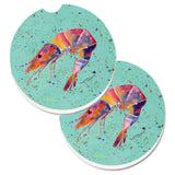 Caroline'S Treasures Shrmip Set Of 2 Cup Holder Car Coasters 8464Carc, 2.56, Multicolor