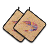 Caroline'S Treasures Shrimp Pair Of Pot Holders 8465Pthd, 7.5Hx7.5W, Multicolor