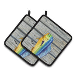 Caroline'S Treasures Mahi Dolphin Fish Pair Of Pot Holders 8470Pthd, 7.5Hx7.5W, Multicolor