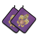 Caroline'S Treasures Tiger Fleur De Lis Basketball Pair Of Pot Holders 8478Pthd, 7.5Hx7.5W, Multicolor