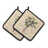 Caroline'S Treasures Palm Tree Pair Of Pot Holders 8481Pthd, 7.5Hx7.5W, Multicolor
